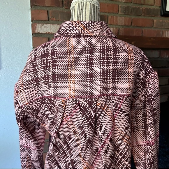 Anthropologie Hudson Plaid Shirt Jacket Shacket in Pink Maroon Sz XS NWOT - Picture 11 of 12